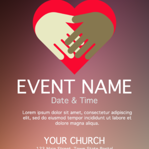 Legacy of Dr. King Flyer. Image features two hands joining together with a red heart behind them.