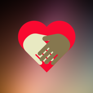 Legacy of Dr. King Social Media. Image features two hands joining together with a red heart behind them.