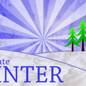 Celebrate Winter Videos. Image features a winter scene in a forest with snow.