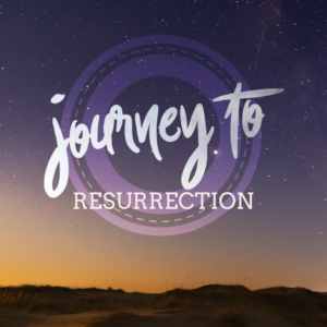 Journey To Resurrection Social Media. A purple night sky in a barren desert - an image of Lent.