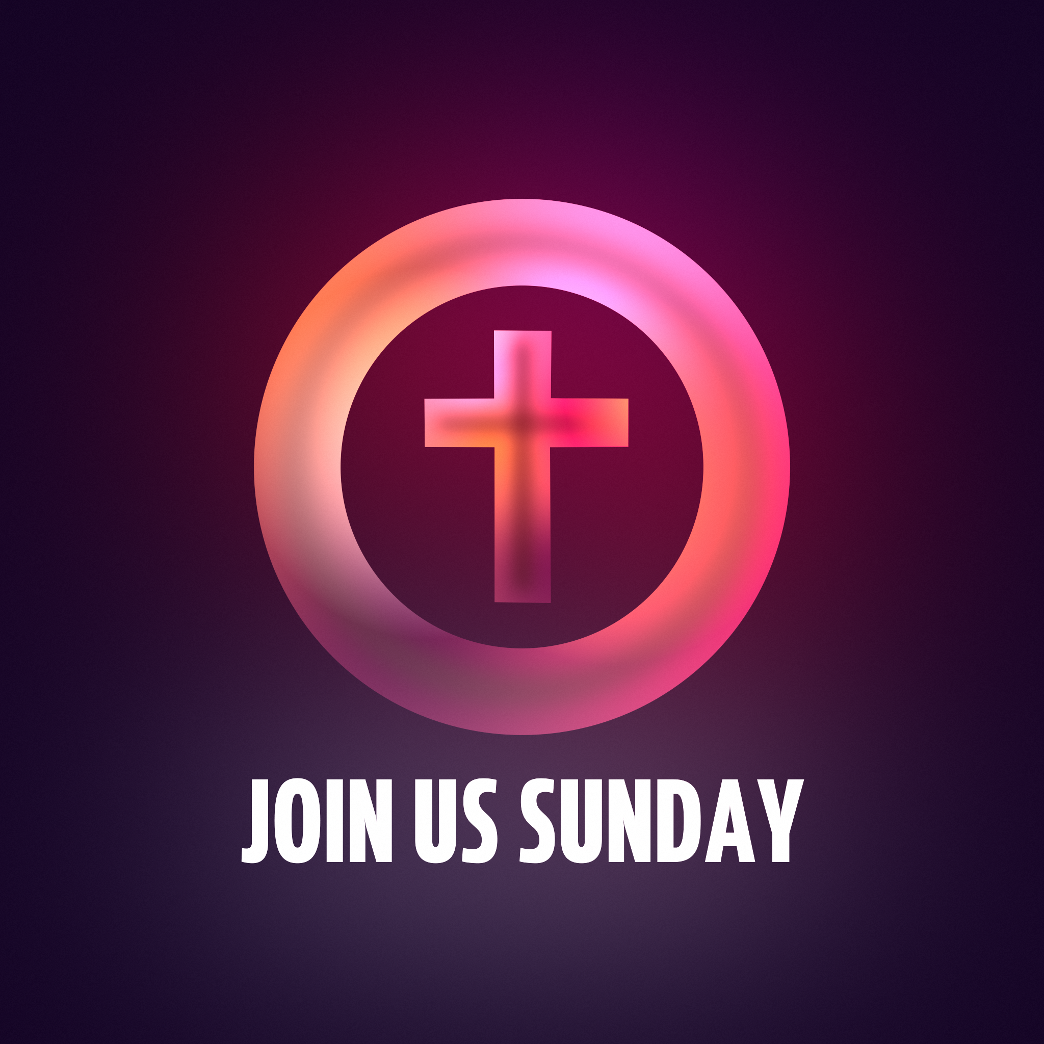 Yet Even Now Social Media. Image features a luminescent cross and circle in purple, pinks and oranges.