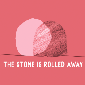 Easter Stone Videos. Image shows the stone covering the tomb of Jesus rolled away.