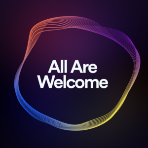 Gradient Curve Welcome Social Media. Colorful swirl of colors welcomes everyone.