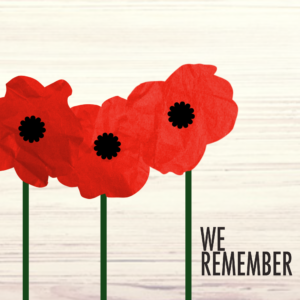 Remembrance Worship Social Media. Three red poppies to honor those we have lost.