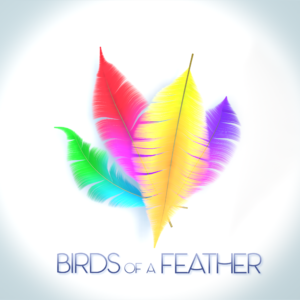 Birds Of A Feather Social Media. Colorful bird feathers welcome everyone.