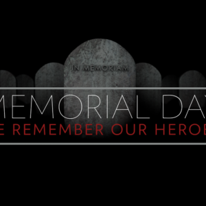 Memorial Day Heroes Videos. Tombstones of fallen soldiers against a dark background.