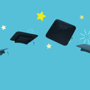 Graduation Caps Graphics. Graduation caps fly into the air in celebration.