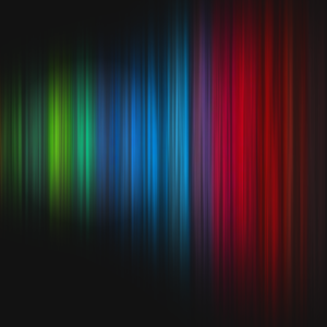 Affirming Church Welcome Graphics. Streaks of light in a rainbow of colors against a dark background.