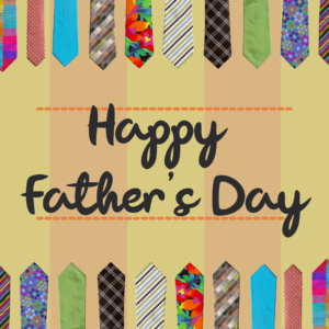 Father Day Tie Social Media. A collection of colorful ties, lined up and ready for dads.