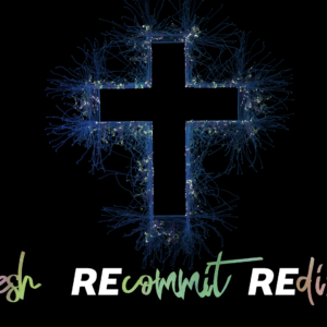 Rediscover Church Videos. Image of a cross bursting with particles. A sign of renewal.