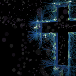 Rediscover Church Graphics. Image of a cross bursting with particles. A sign of renewal.