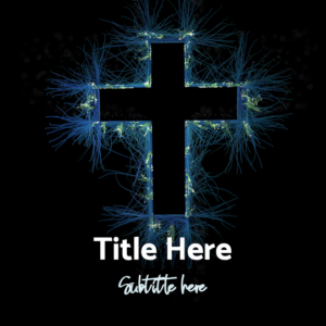 Rediscover Church PowerPoint. Image of a cross bursting with particles. A sign of renewal.