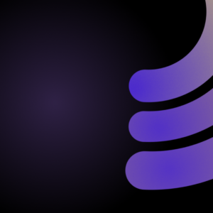 Joyful Welcome Graphics. Curved lines filled with purple and orange gradients against a dark background.