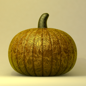 Fancy Pumpkin Graphics. A fancy gilded pumpkin carved from gold.