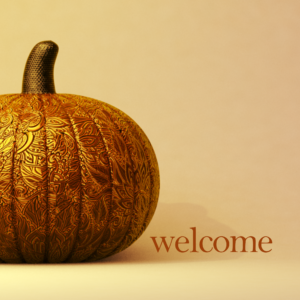 Fancy Pumpkin Social Media. A fancy gilded pumpkin carved from gold.