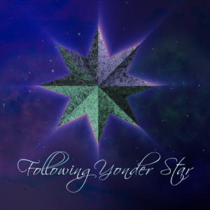 Gilded Christmas Star Social Media. A gilded glowing star set against a dark night sky.