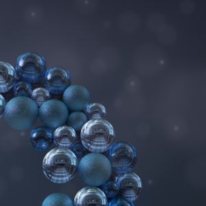 Christmas Wreath Blue Graphics. Christmas wreath features shiny, blue metallic balls of different sizes.