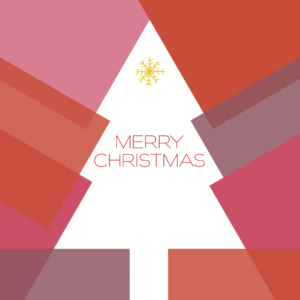 Colorful Christmas Tree Social Media. Colorful squares form the outline of a Christmas Tree.