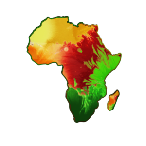 More Than A Month: Black History Month Graphics. The continent of Africa, filled with colorful splatters of yellow, red, and green.
