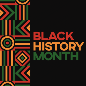 Beyond Black History Month Social Media. Geometric design inspired by African art in red, gold and green.