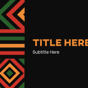 Beyond Black History Month PowerPoint. Geometric design inspired by African art in red, gold and green.