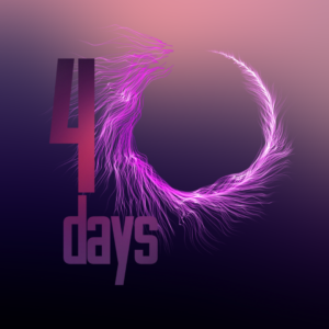 40 Days Videos. The words "40 days" set against a purple background. Designed for use with Lent.