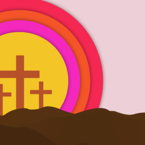 Calvary Graphics. Resources feature a trio of crosses against a colorful sky.