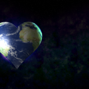 Take Earth To Heart Graphics. Image of the Earth shaped as a heart.