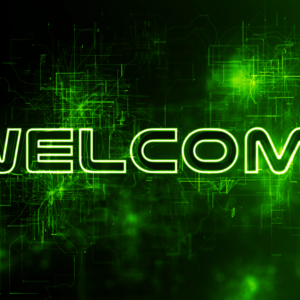 Grid Church Welcome Videos. Futuristic neon green grids in the background welcome everyone.