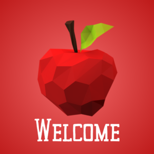 Apple Videos. Low-poly apple against a red background.