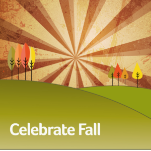 Autumn Background Social Media. A Fall sky bursts in celebration against a setting of trees full of color.