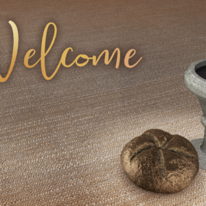 Holy Communion Videos. A cup of wine and a loaf of bread sit ready on a table.