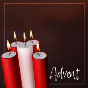Advent Red Social Media. Featuring red candles, plus a white Christ candle.