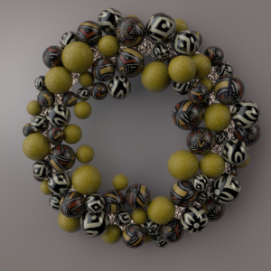 African Christmas Wreath Graphics. Christmas wreath with ornaments inspired by African mud cloth