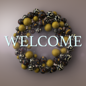 African Christmas Wreath Social Media. Christmas wreath with ornaments inspired by African mud cloth