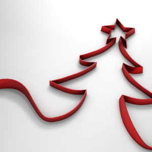 Christmas Ribbon Graphics. Red ribbon forms the shape of a Christmas tree.