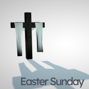 Easter Sunday 2023 Social Media. A cross draped in a white cloth for Easter.