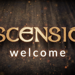 Ascension Sunday Worship Videos. The word "Ascension" in a dark cave-like environment with streams of sunlight from above.