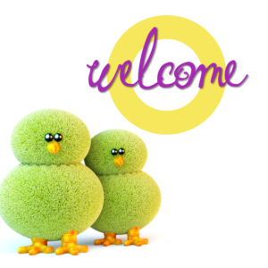 Chicks Social Media. Two little chickens welcome everyone.