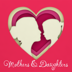 Mother Daughter Videos. Silhouettes of a mom and daughter enclosed within a heart.