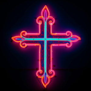 Neon Stock Images. Common visual elements of church in a fun neon style.
