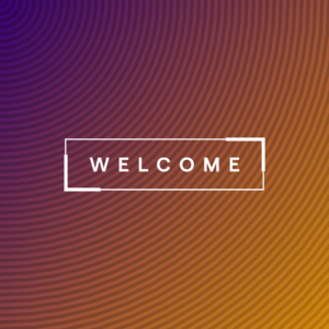 Circular Line Background Social Media. Circular radio waves against a gradient background of orange and purple.