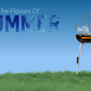 Flavors of Summer Video. Image features a smoking grill ready for the cookout.