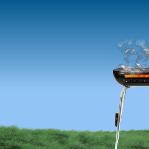 Flavors of Summer Graphics featuring a smoking grill on green grass under blue sky, worship background for church slides for progressive churches