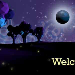 Psalm 42:8 Video. Low-poly night scene with trees and a full moon.