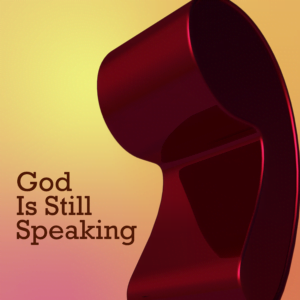 God Is Still Speaking Social Media. A red comma symbolizes that God is still speaking to us.