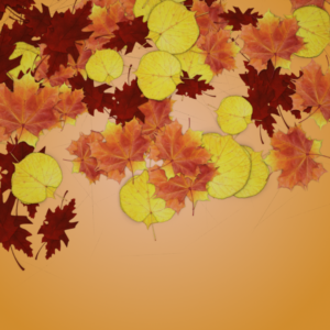 Autumn Leaf Reveal Graphics. Colorful fall leaves are blown away by the wind.