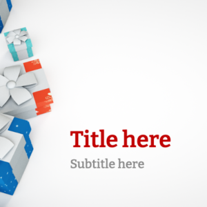 Christmas Gifts PowerPoint. Newly wrapped Christmas presents and festive ornaments help you celebrate the holiday.