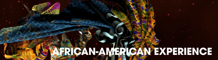 Swirls of African tapestries against a dark background.