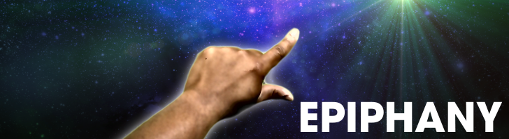 Hand pointing at a bright star in the night sky